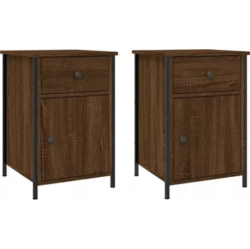 Noční stolek Noční stolek s nastavitelnou výškou, hnědý dub, 40x42x60 cm