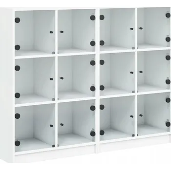 Knihovna Knihovna s prosklenými dvířky, bílá, 136x37x109 cm