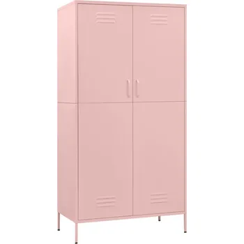 Šatní skříň Skříň na oblečení z oceli, růžová, 90 x 50 x 180 cm, 4 nastavitelné police