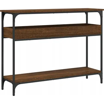 Konferenční stolek Konzolový stolek s nastavitelnými nožičkami, hnědý dub, 100x29x75 cm