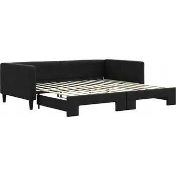 Pohovka Černá rozkládací lenoška 2 v 1, 223 x 110 x 68 cm (v rozloženém stavu)