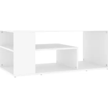 Konferenční stolek Konferenční stolek s policemi, bílý, 100 x 50 x 40 cm, materiál na bázi dřeva