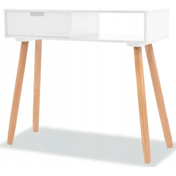 Konferenční stolek Konzolový stolek z borovicového dřeva se zásuvkou, bílo-hnědý 80x30x72 cm