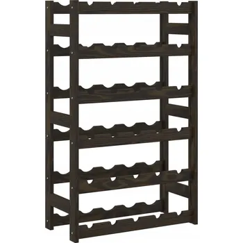 Stojan na víno Stojan na víno z masivního borovicového dřeva, černý, 53 x 25 x 86 cm, 6 polic