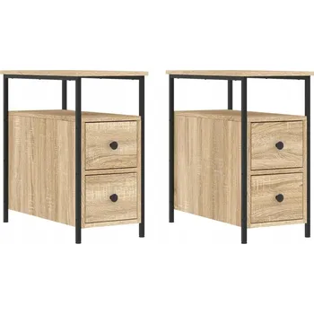 Noční stolek Noční stolek z dřevotřísky a železný rám, dub sonoma, 30x60x