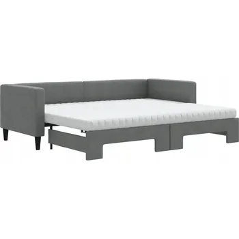 Pohovka Rozkládací lehátko-pohovka tmavě šedá 223x90x68 cm, po rozložení 223x172,5x6 cm