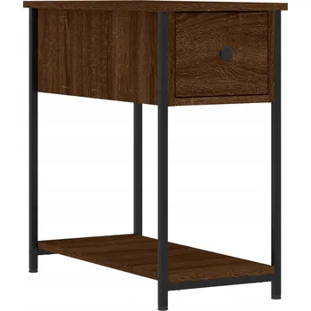 Noční stolek Noční stolek z dřevotřísky a železným rámem, hnědý dub