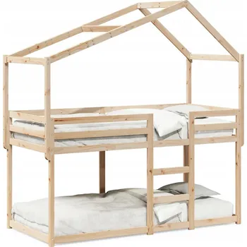 Dětská postel Patrová dětská postel s domečkem borovice 205,5 x 95,5 x 112 cm