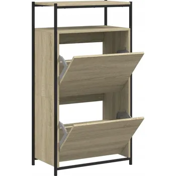 Botník s policí a dvěma zásuvkami, dub sonoma, 60x34x112 cm