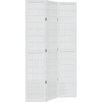 Paraván Paraván Skládací z masivního dřeva Paulownia, bílý, 105-110x200 cm