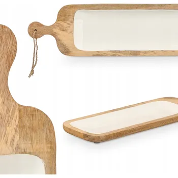 DŘEVĚNÉ PRKÉNKO/PODNOS NA SERVÍROVÁNÍ SÝRŮ A JEDNOHUBEK S BÍLOU ÚPRAVOU