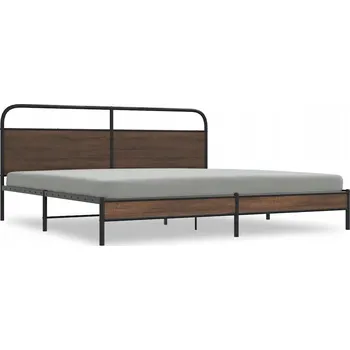 Postel Rám postele s čelem 207 x 206 x 100 cm, hnědý dub, ocelový