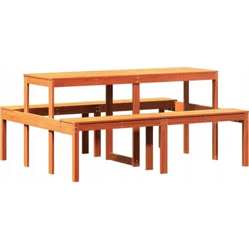 Zahradní stůl Piknikový stůl z masivního borovicového dřeva, voskovaný hnědý, 160x134x75 cm