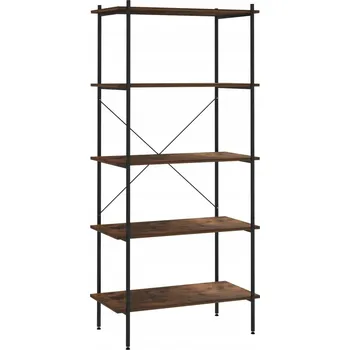 Knihovna Kancelářský regál s policemi, ocel a dřevotříska, černý, 80x40x163 cm