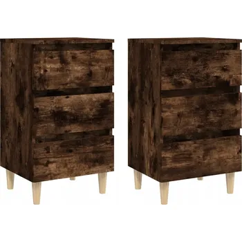 Noční stolek Noční stolek ve skandinávském stylu, kouřový dub, 40 x 35 x 69 cm