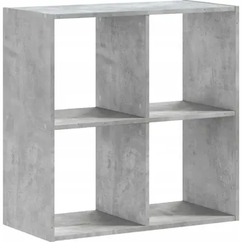 Knihovna Knihovna se 4 policemi z dřevotřísky, šedá Betonu, 68,5 x 32 x 68,5 cm