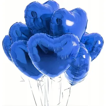 Balónek SRDCE FÓLIOVÉ BALÓNKY TMAVĚ MODRÉ VALENTÝN HELIUM DEKORACE GIRLANDA SRDCE 10ks