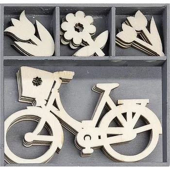 Vánoční ozdoba Dřevěné ozdoby v boxu 20ks - Kolo