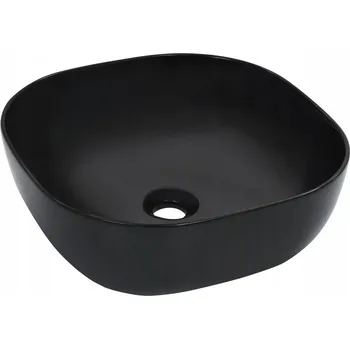 Umyvadlo Keramické umyvadlo do koupelny čtvercové černé 42,5x42,5x14,5 cm
