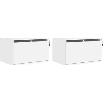 Noční stolek Závěsný noční stolek s RGB LED osvětlením, bílý, 50x36x30 cm