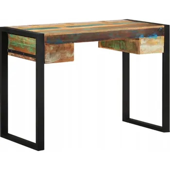 Vintage psací stůl z recyklovaného dřeva, 110x50x77 cm, vícebarevný, 2 zásuvky