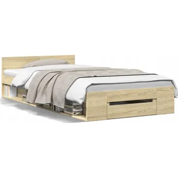 Postel Dvojlůžková dřevěná postel G02V 90x200 dub sonoma