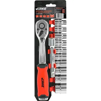 Gola sada Sada nástrčných klíčů s ráčnou 72T a prodloužením 1/2", 12 ks VERKE V39096