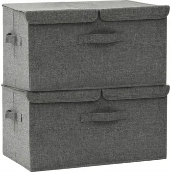 Úložný box Skládací úložné boxy se 2 přihrádkami, antracitové, 50x30x25 cm