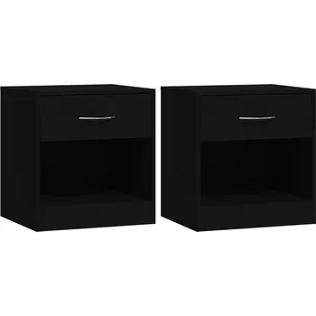 Noční stolek Noční stolek se zásuvkou a policí, černý, 36,5 x 30,5 x 38 cm