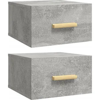 Noční stolek Závěsné noční stolky z dřevotřísky, 35x35x20 cm, Šedá beton