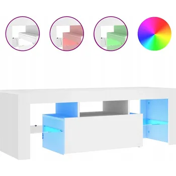 Televizní stolek TV stolek s RGB LED osvětlením, bílý, 120x35x40 cm