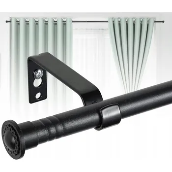 Garnýž Teleskopická Garnýž na záclony s oka , vyrobená z oceli, matná černá, 76-116 cm