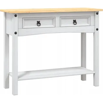 Konferenční stolek Konzolový stolek Corona, borovicové dřevo, bílá/hnědá, 90x34,5x73 cm