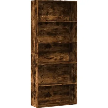 Knihovna Regál s 5 přihrádkami z dřevotřísky, kouřový dub, 80x30x