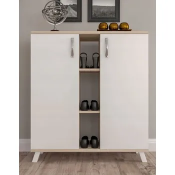 Šatní skříň STELA skrinka na topánky, dub Sonoma/bílá