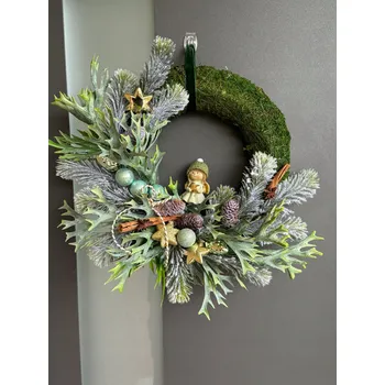 Věnec Vánoční ozdobný věnec se zvonečkem – vánoční dekorace