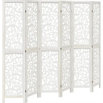 Paraván Paraván skládací s prolamovaným vzorem, masivní dřevo Paulownia, bílý, 210-215 x