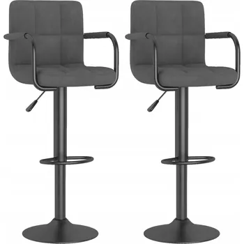 Barová židle Barové židle sametové otočné 360° tmavě šedé 48x47x(90-111) cm