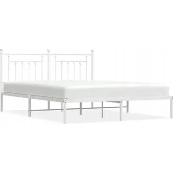Postel Bílý kovový rám postele 207 x 187 x 97 cm, vhodná matrace 180 x 200 cm