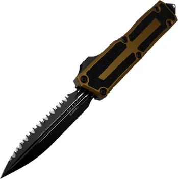 kapesní nůž Microtech SCARAB II GEN III D/E BLACK FULL SERRATE TAN 1280-3TA