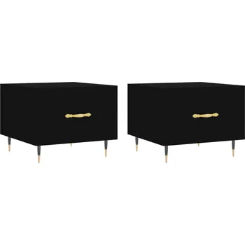 Konferenční stolek Konferenční stolky se zásuvkou a železnými nohami, černé, 50x50x40 cm