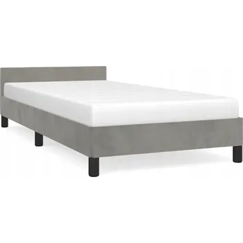 Postel Rám postele s čelem, světle šedý samet 207x83x50 cm