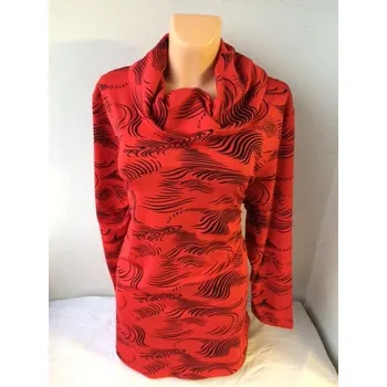 Dámská tunika Dámský pulovr s otevřeným rolákem ANETA, Barva Červená, Velikost XXL50, Materiál 98% Polyester 2% Lycra