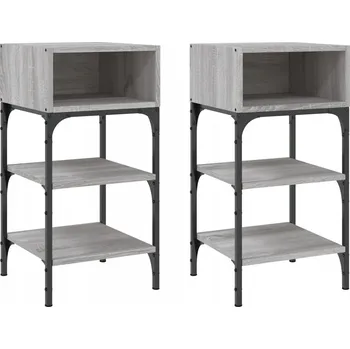 Noční stolek Elegantní noční stolky s deskou imitující dřevo, Šedý dub Sonoma, 35x34.5