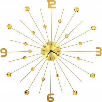 Hodiny Kovové nástěnné hodiny se skleněnými krystaly, zlaté, Ø 70 cm