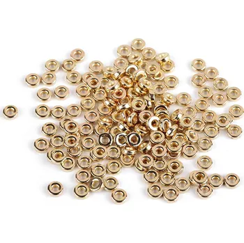 Dětské navlékací korálky Plastové korálky rondelky / mezidíly Ø6 mm metalické, velké, 2 zlatá sv.