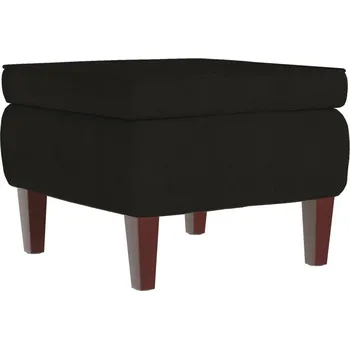 Taburet Sametová taburetka s dřevěnými nohami, černá, 52x52x42 cm