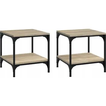 Konferenční stolek Industriální odkládací stolky, dub sonoma, 40 x 40 x 40 cm, 2 ks