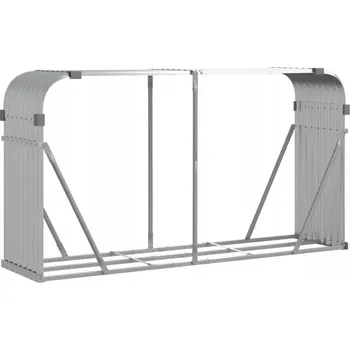 Stojan na palivové dřevo, ocel pozinkovaná, 180x45x100 cm, stříbrný