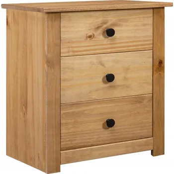 Konferenční stolek Noční stolek/konferenční stolek z masivního borovicového dřeva, 3 zásuvky, 46x40x57